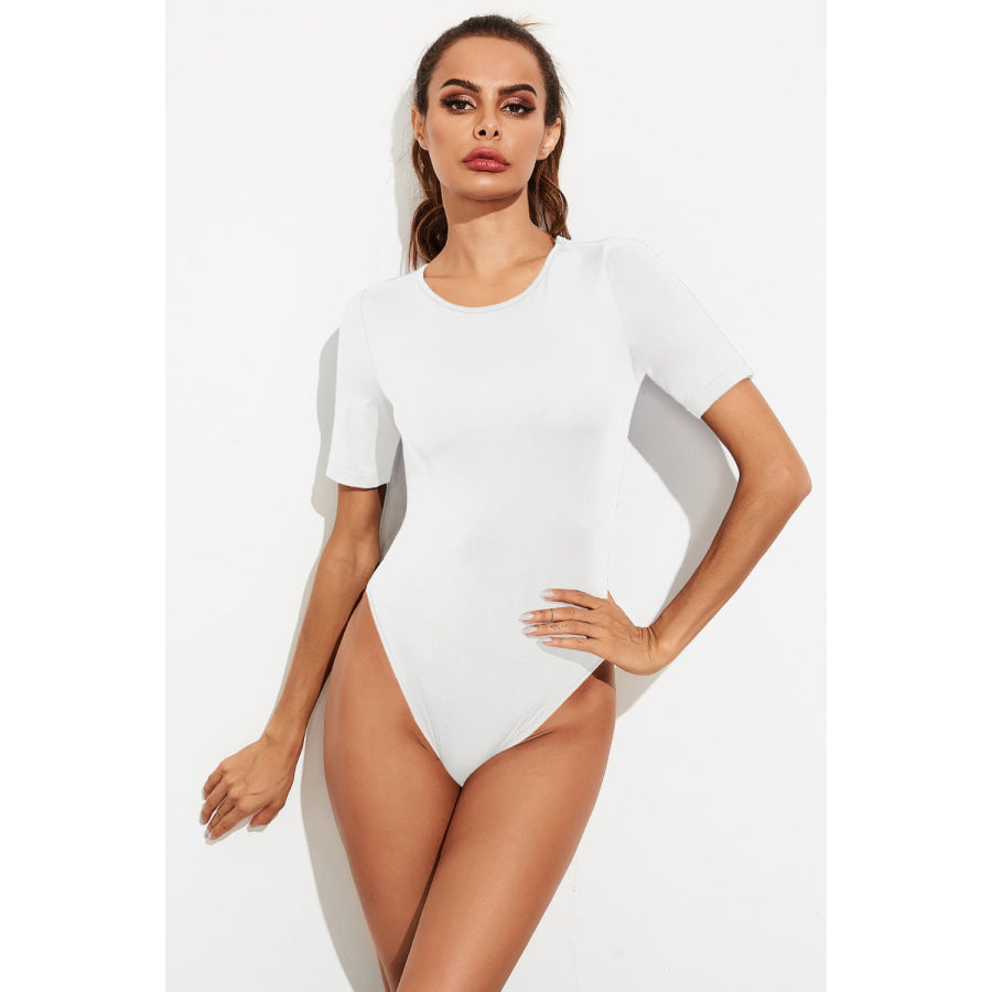 Round Neck Short Sleeve Bodysuit Apparel and Accessories