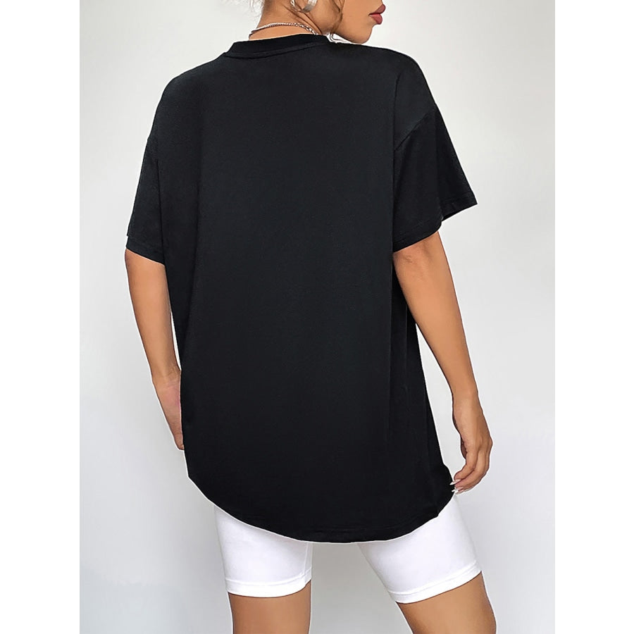 Round Neck Short Sleeve Fall Season Graphic T-Shirt