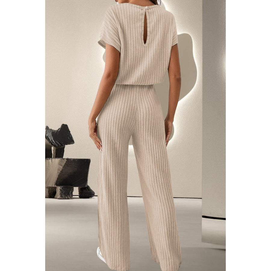 Round Neck Short Sleeve Jumpsuit Apparel and Accessories