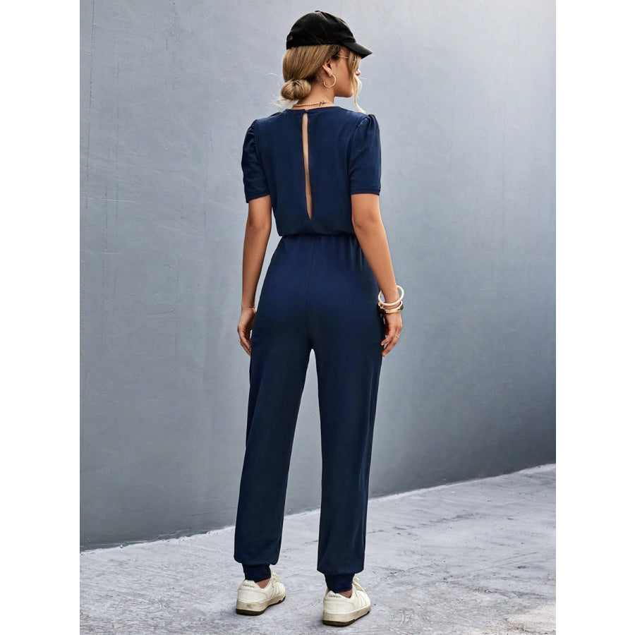 Round Neck Short Sleeve Jumpsuit Apparel and Accessories