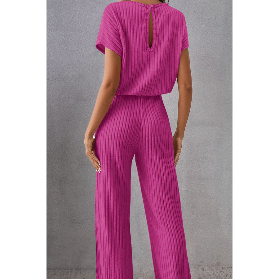 Round Neck Short Sleeve Jumpsuit Apparel and Accessories