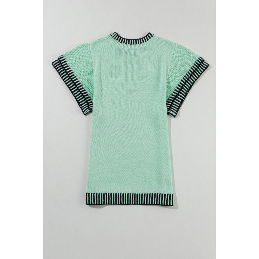 Round Neck Short Sleeve Knit Top Apparel and Accessories