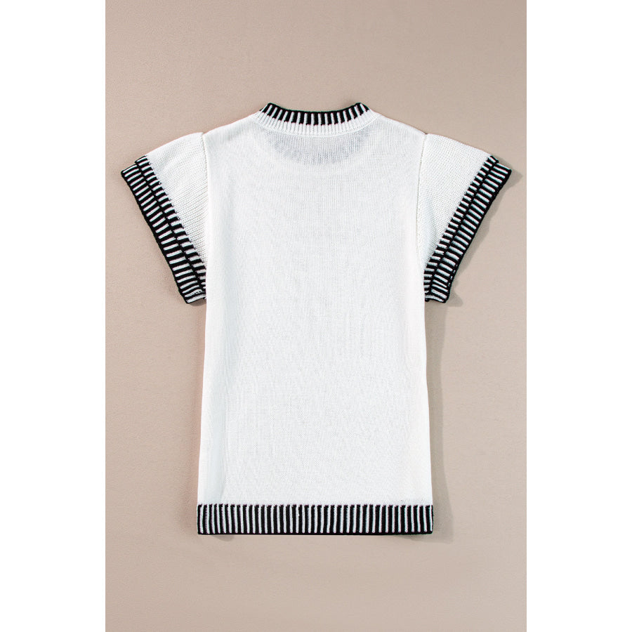 Round Neck Short Sleeve Knit Top Apparel and Accessories