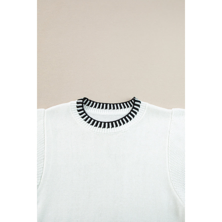 Round Neck Short Sleeve Knit Top Apparel and Accessories