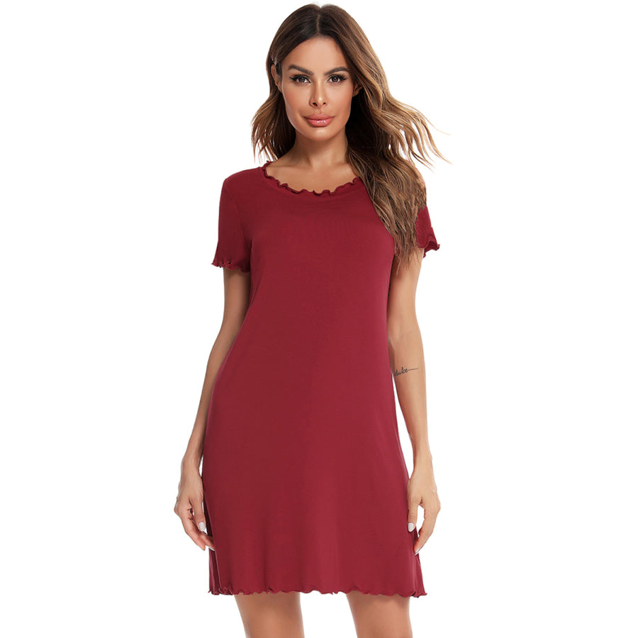 Round Neck Short Sleeve Lounge Dress Apparel and Accessories