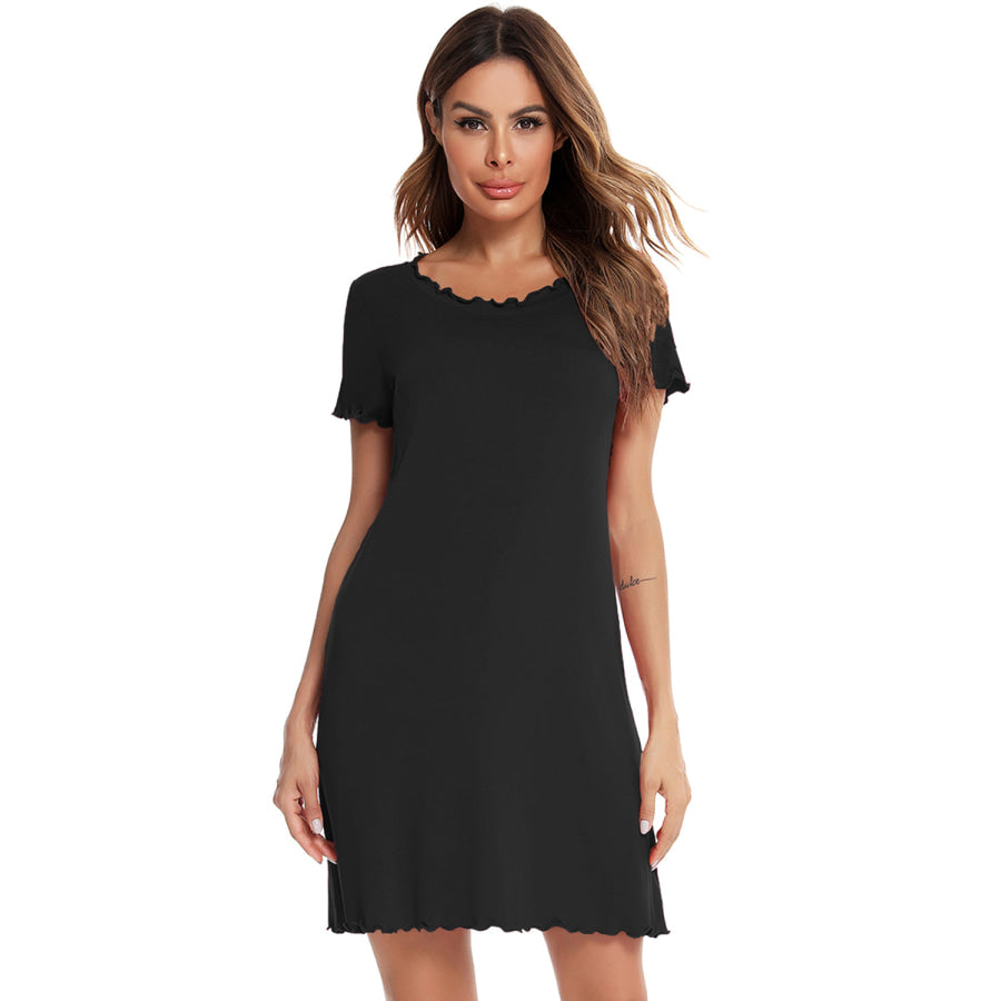 Round Neck Short Sleeve Lounge Dress Apparel and Accessories