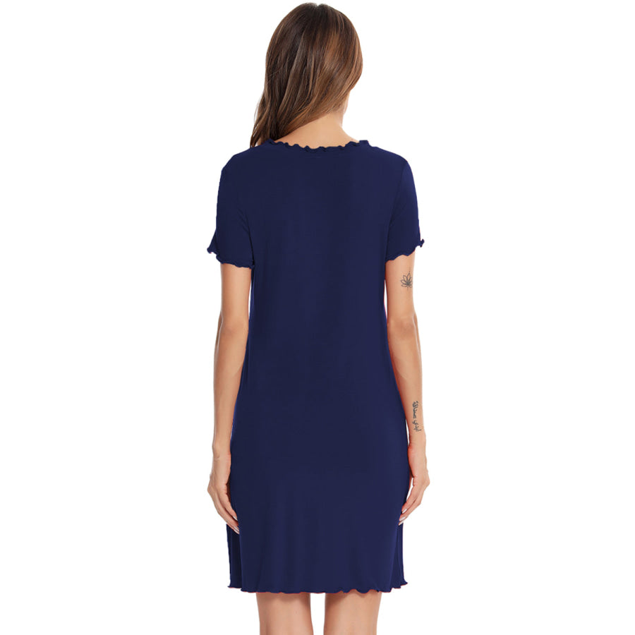 Round Neck Short Sleeve Lounge Dress Apparel and Accessories