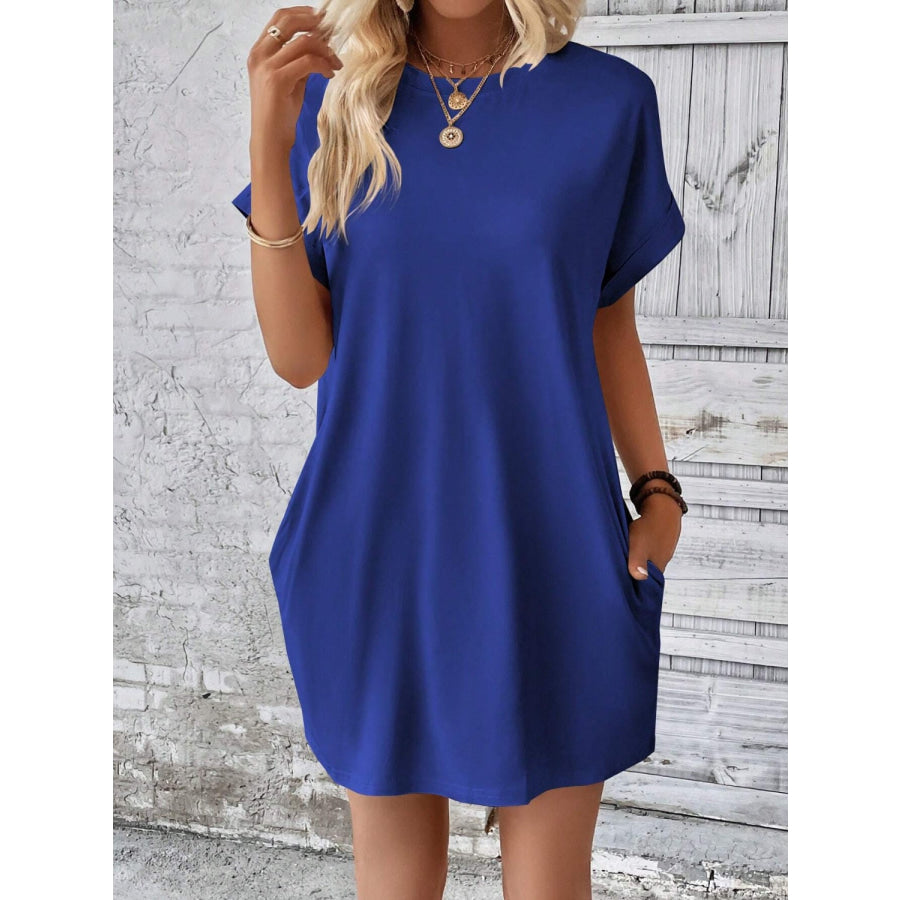 Round Neck Short Sleeve Mini Dress Apparel and Accessories