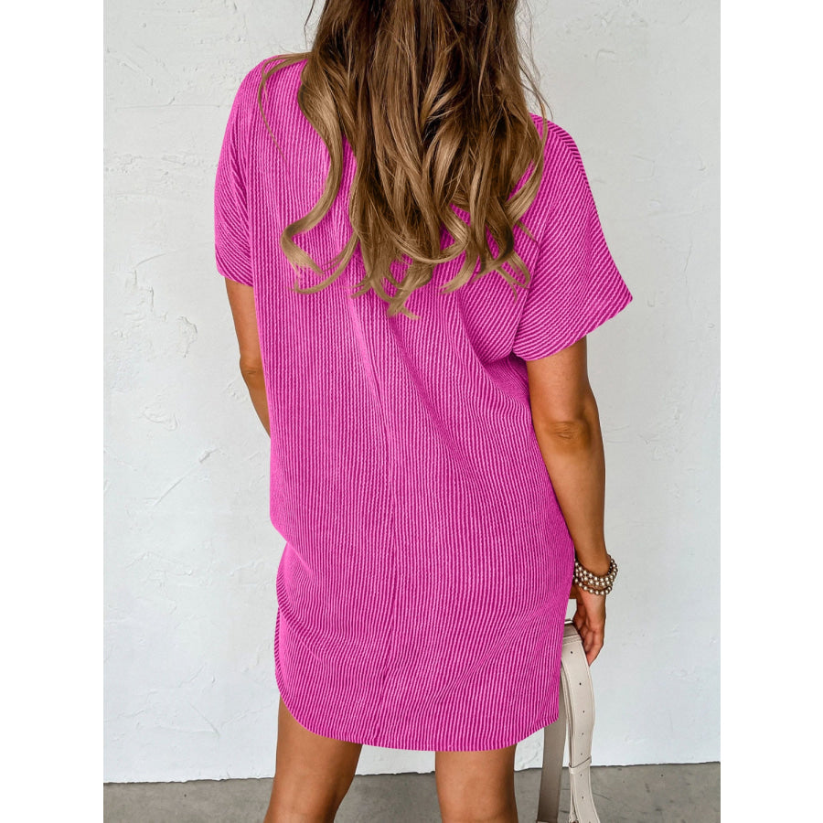 Round Neck Short Sleeve Mini Dress Apparel and Accessories