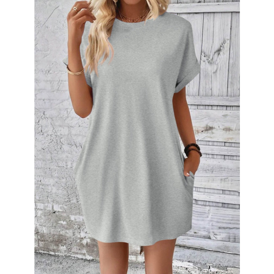 Round Neck Short Sleeve Mini Dress Apparel and Accessories