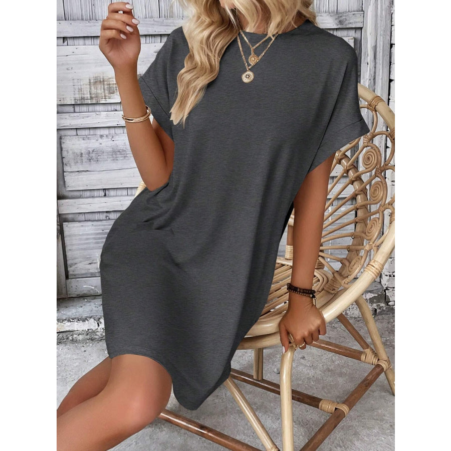 Round Neck Short Sleeve Mini Dress Apparel and Accessories