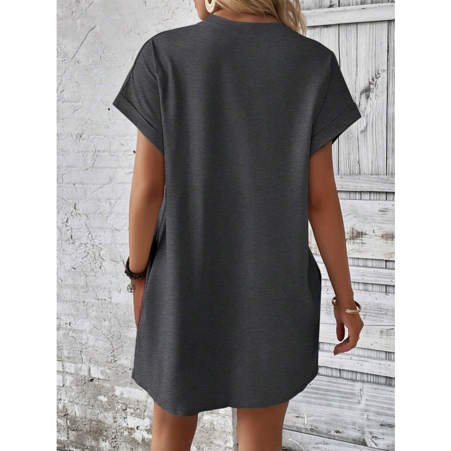 Round Neck Short Sleeve Mini Dress Apparel and Accessories