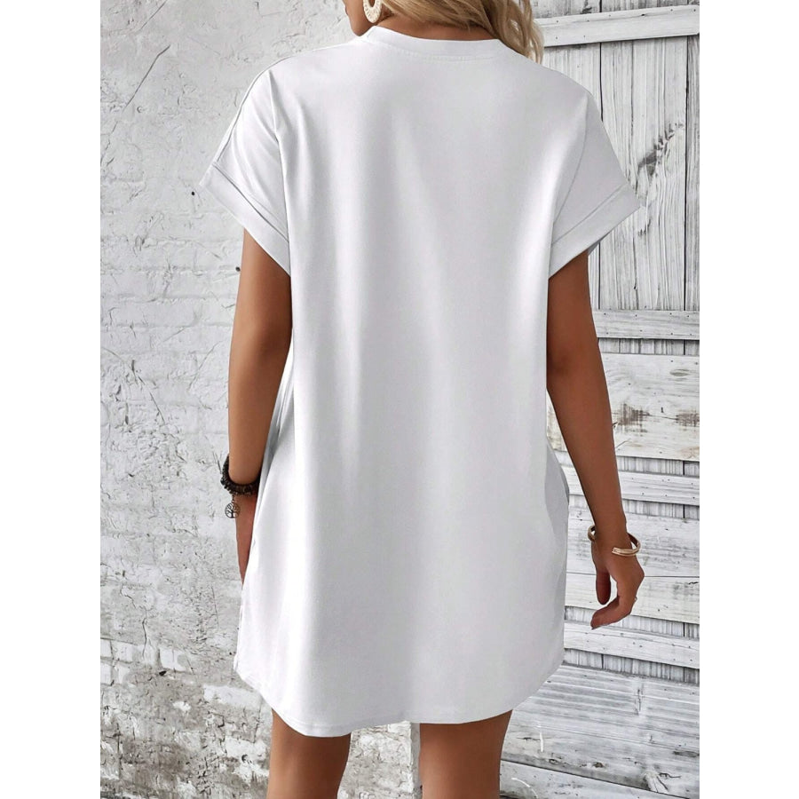 Round Neck Short Sleeve Mini Dress Apparel and Accessories