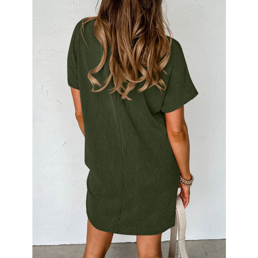 Round Neck Short Sleeve Mini Dress Apparel and Accessories