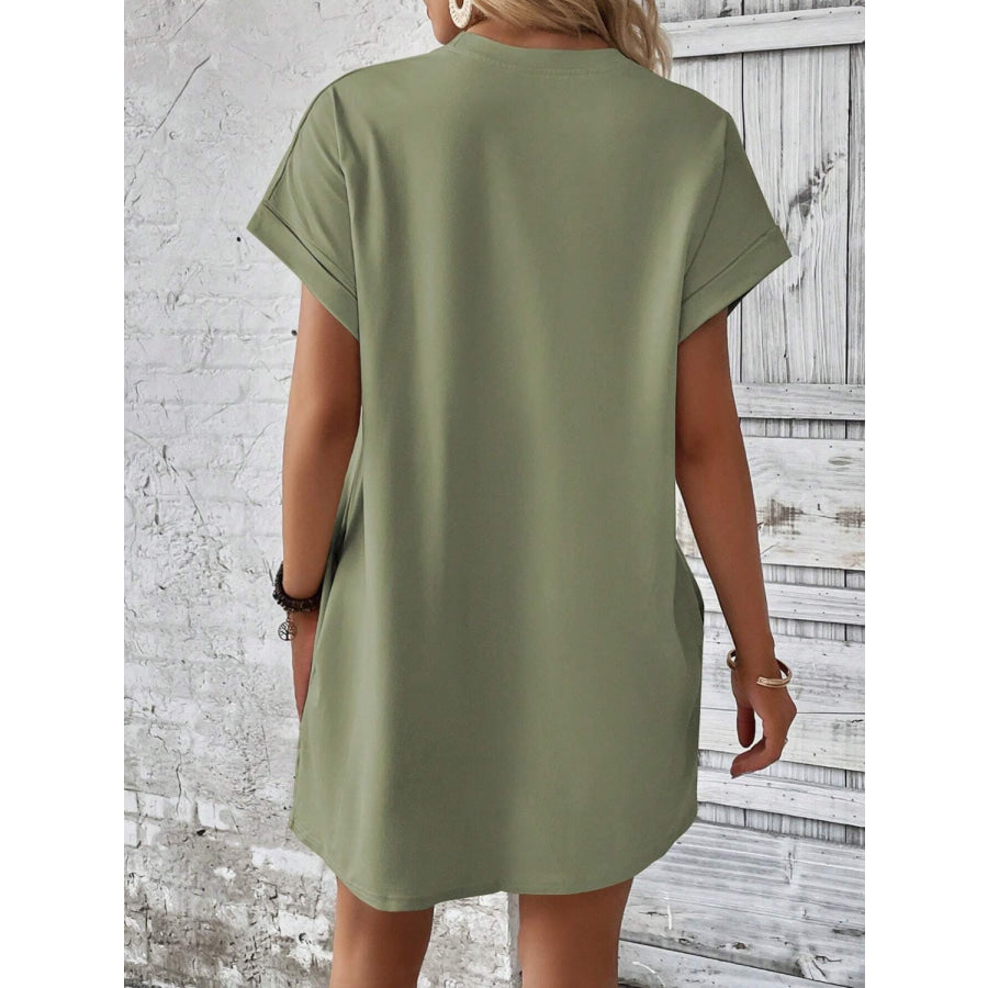 Round Neck Short Sleeve Mini Dress Apparel and Accessories