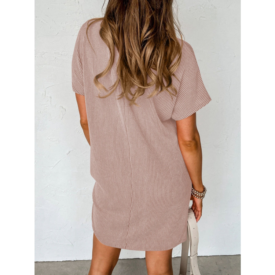 Round Neck Short Sleeve Mini Dress Apparel and Accessories