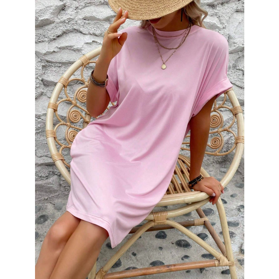 Round Neck Short Sleeve Mini Dress Apparel and Accessories