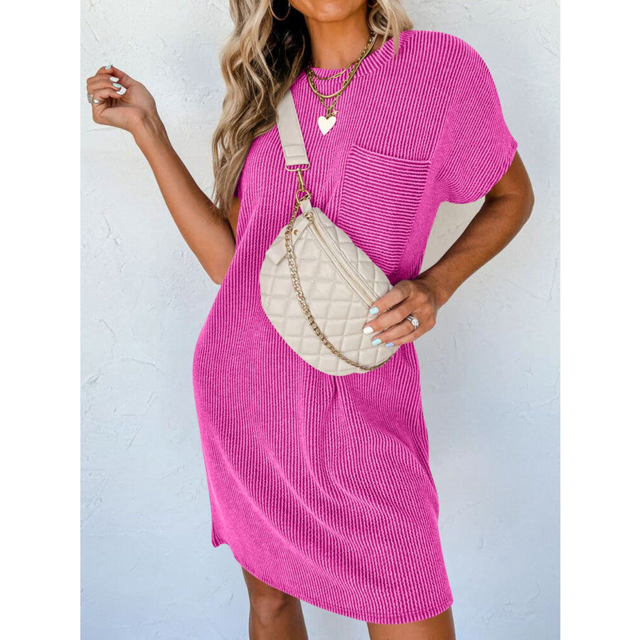 Round Neck Short Sleeve Mini Dress Apparel and Accessories