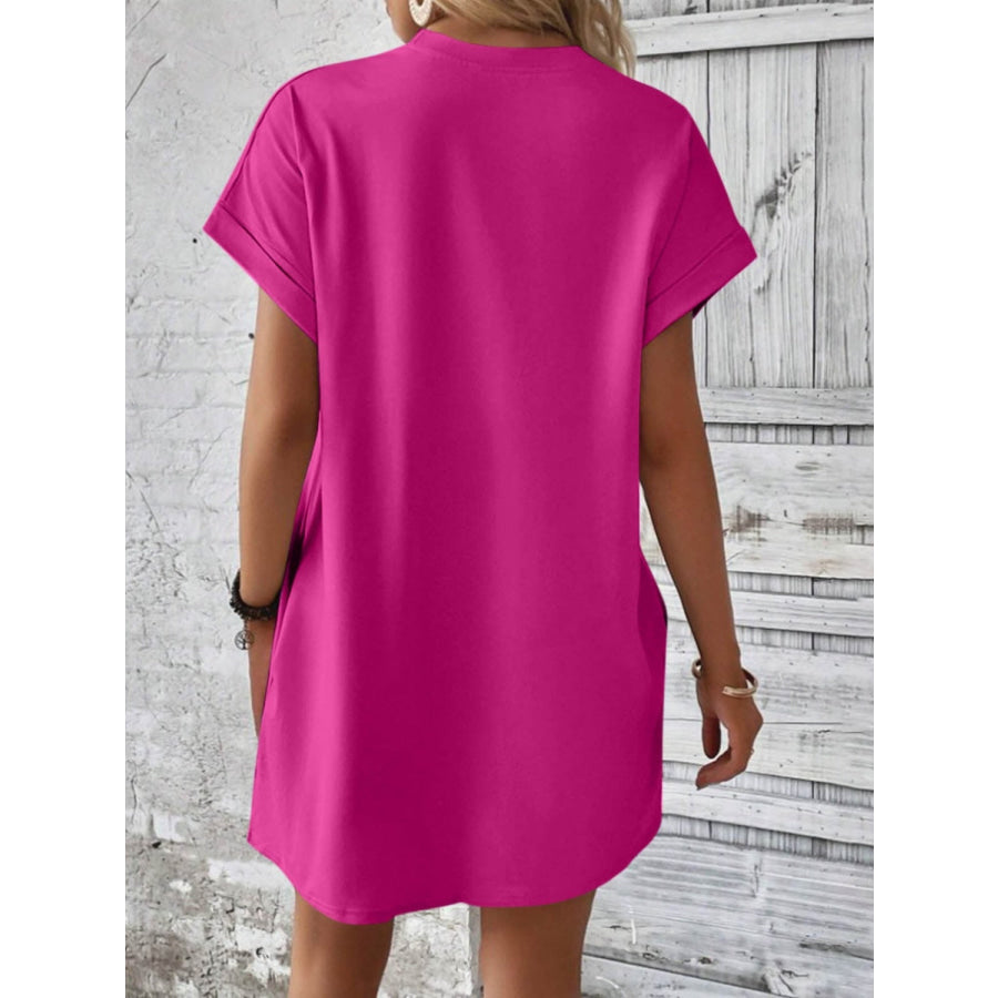 Round Neck Short Sleeve Mini Dress Apparel and Accessories