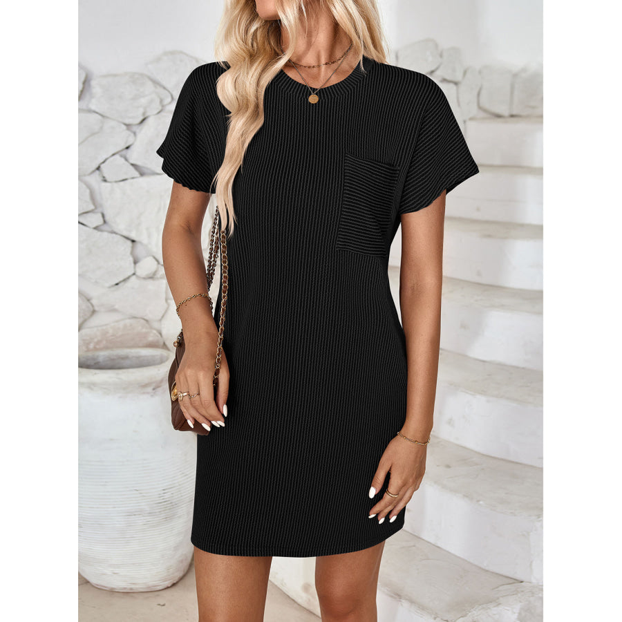 Round Neck Short Sleeve Mini Dress Apparel and Accessories