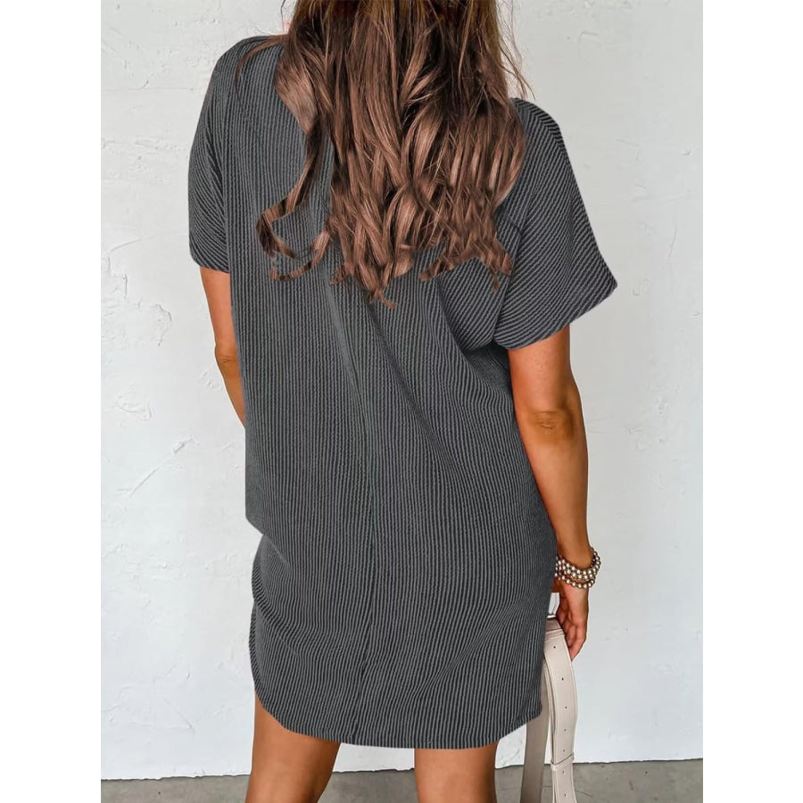 Round Neck Short Sleeve Mini Dress Apparel and Accessories