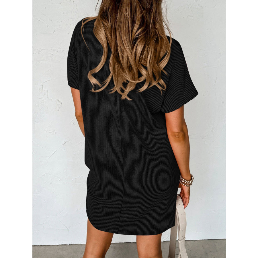 Round Neck Short Sleeve Mini Dress Apparel and Accessories