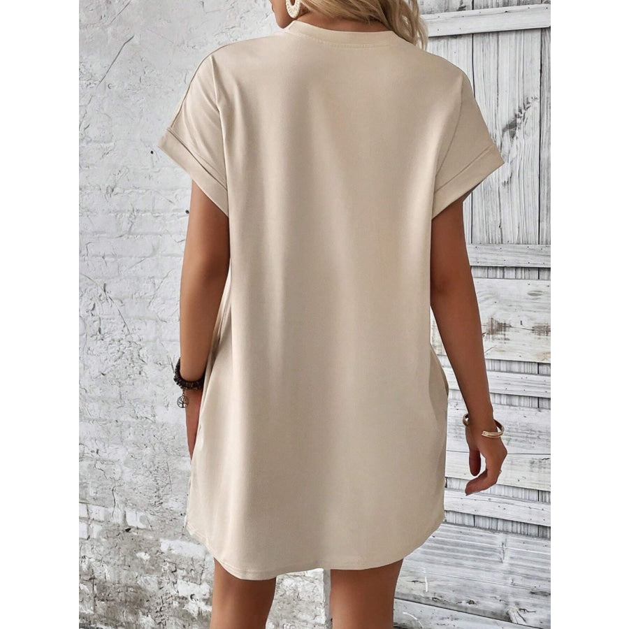 Round Neck Short Sleeve Mini Dress Apparel and Accessories