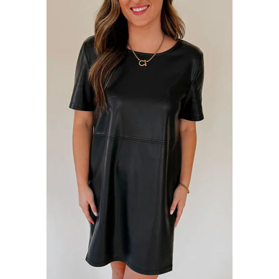 Round Neck Short Sleeve Mini Dress Apparel and Accessories