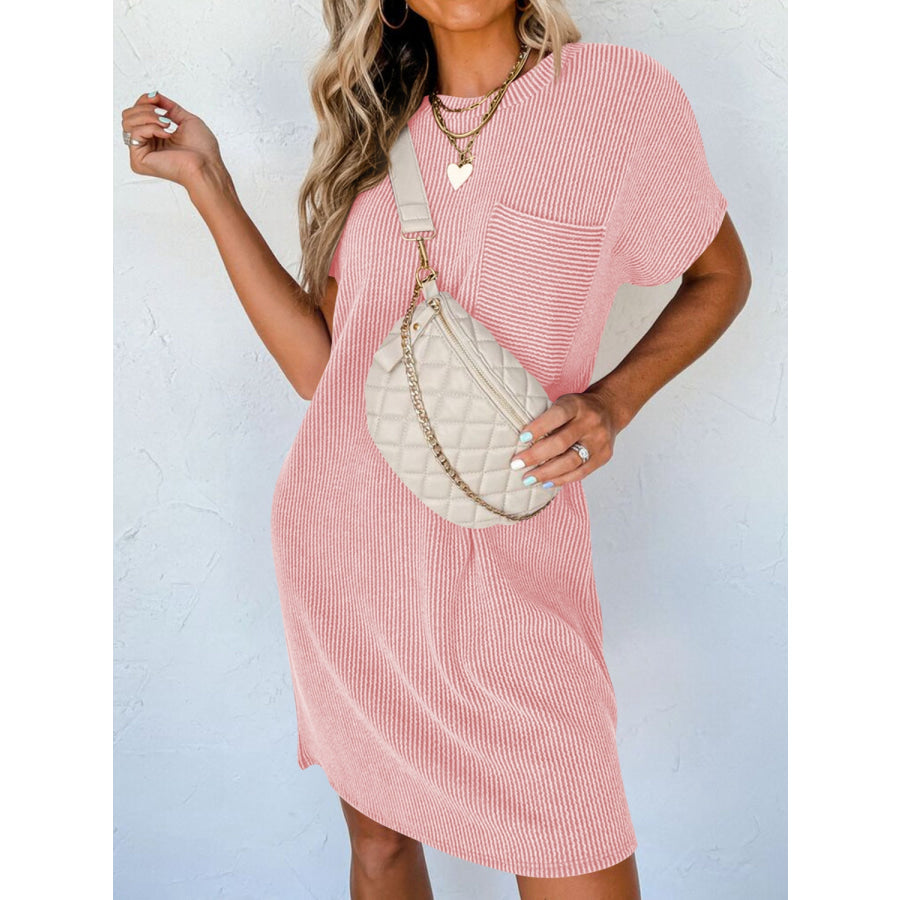 Round Neck Short Sleeve Mini Dress Apparel and Accessories