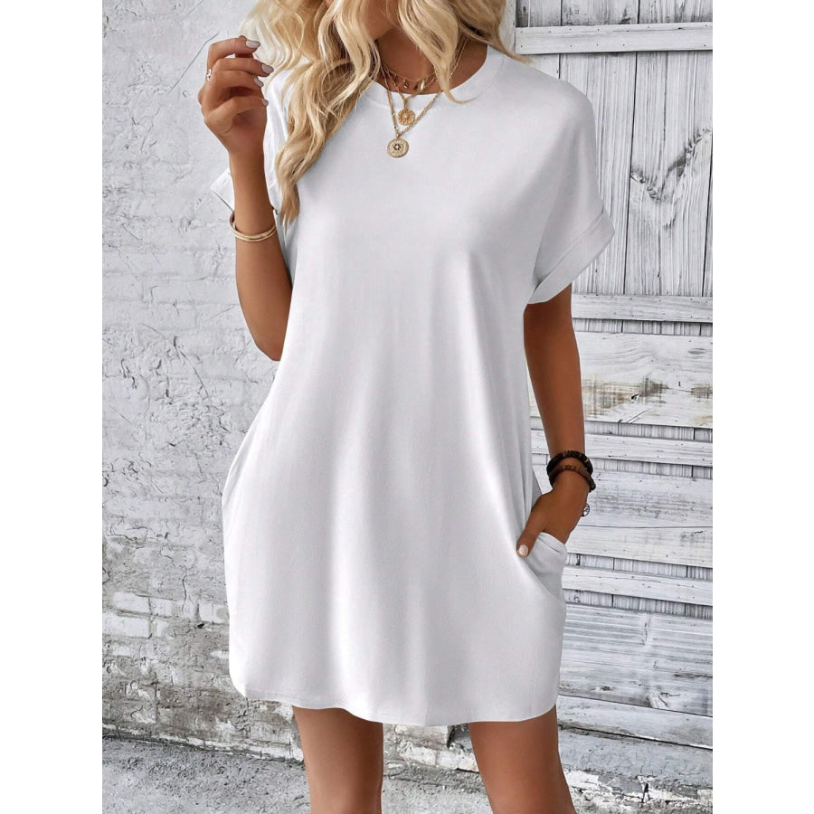 Round Neck Short Sleeve Mini Dress Apparel and Accessories