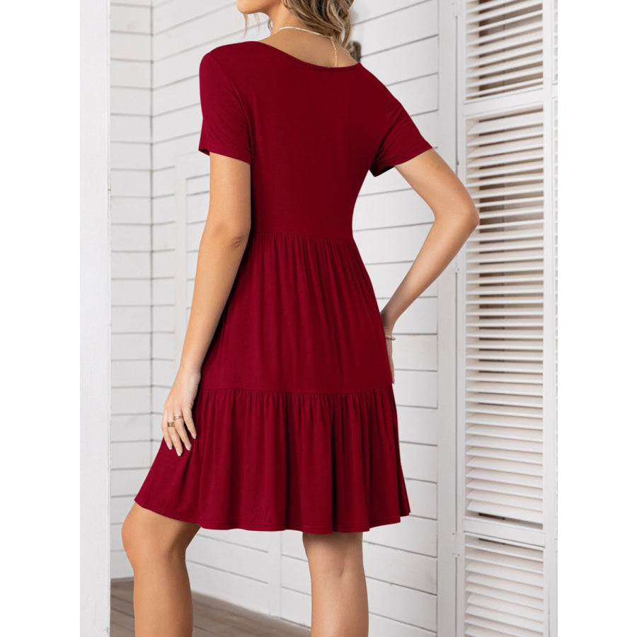 Round Neck Short Sleeve Mini Tee Dress Apparel and Accessories