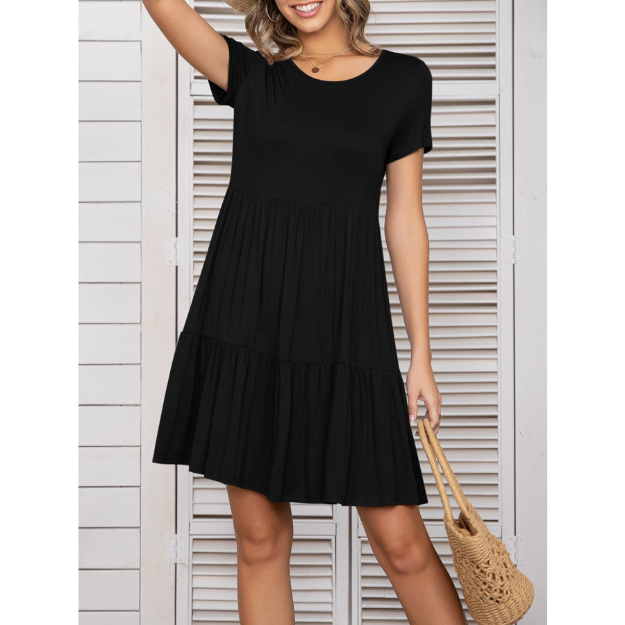 Round Neck Short Sleeve Mini Tee Dress Apparel and Accessories