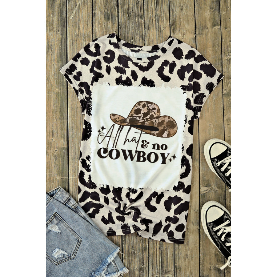 Round Neck Short Sleeve Printed ALL HATS NO COWBOY Graphic Tee Apparel and Accessories