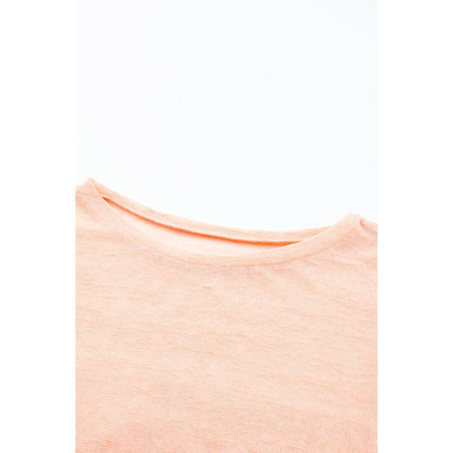 Round Neck Short Sleeve Sheer Cover-Up Apparel and Accessories