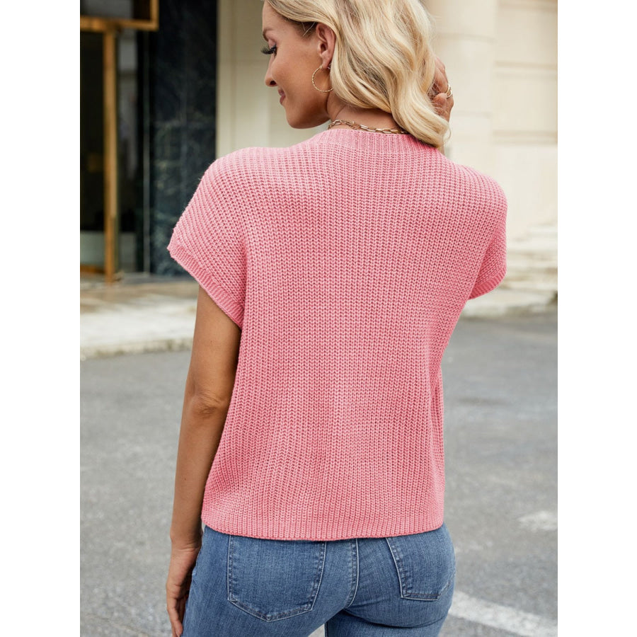 Round Neck Short Sleeve Sweater Apparel and Accessories