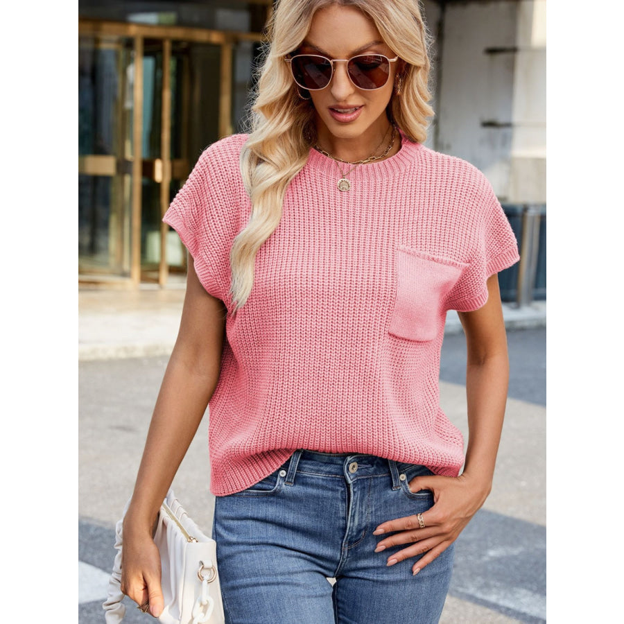 Round Neck Short Sleeve Sweater Apparel and Accessories