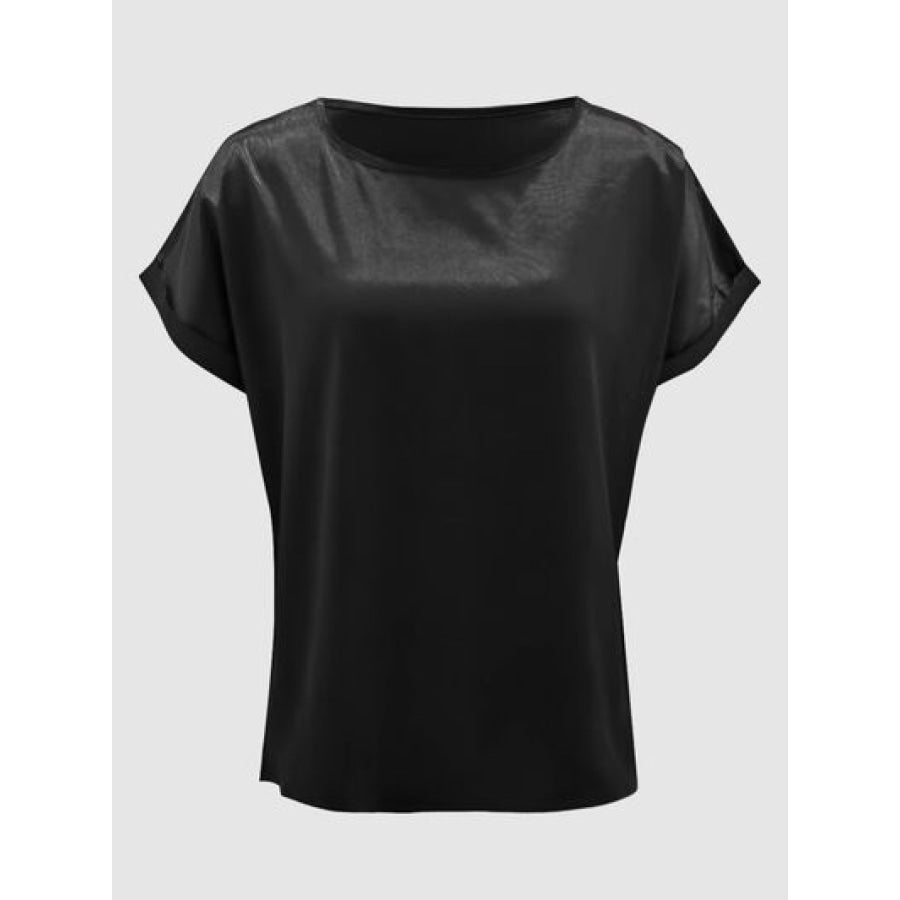 Round Neck Short Sleeve T - Shirt Black / S Apparel and Accessories