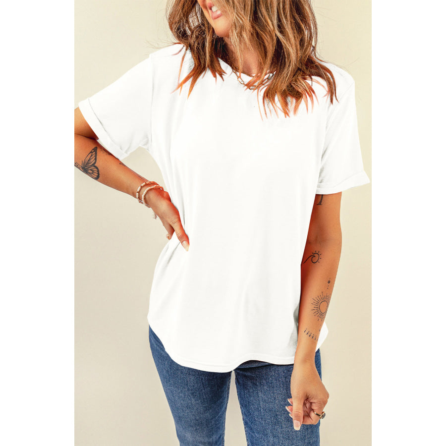 Round Neck Short Sleeve T - Shirt White / S Apparel and Accessories