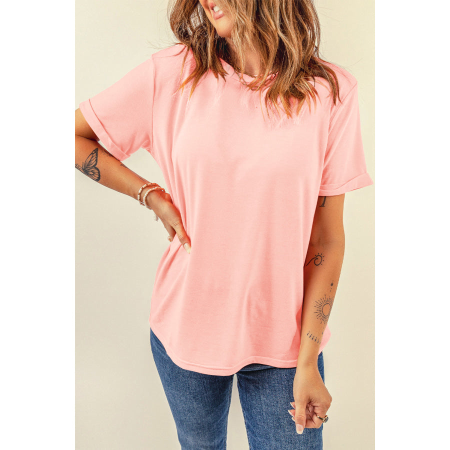 Round Neck Short Sleeve T - Shirt Apparel and Accessories
