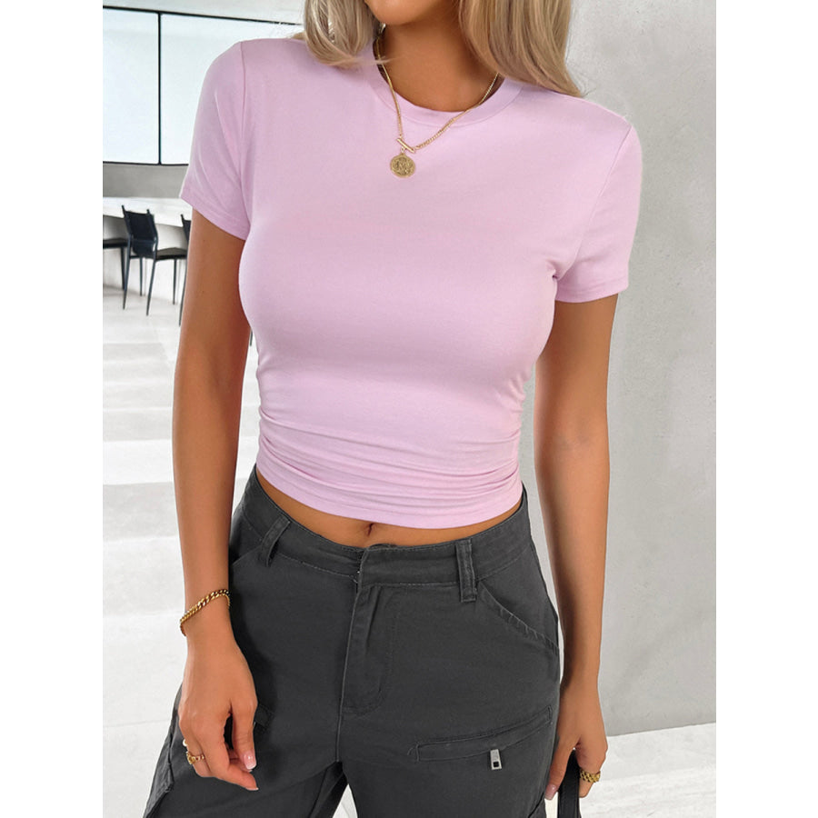 Round Neck Short Sleeve T-Shirt Apparel and Accessories