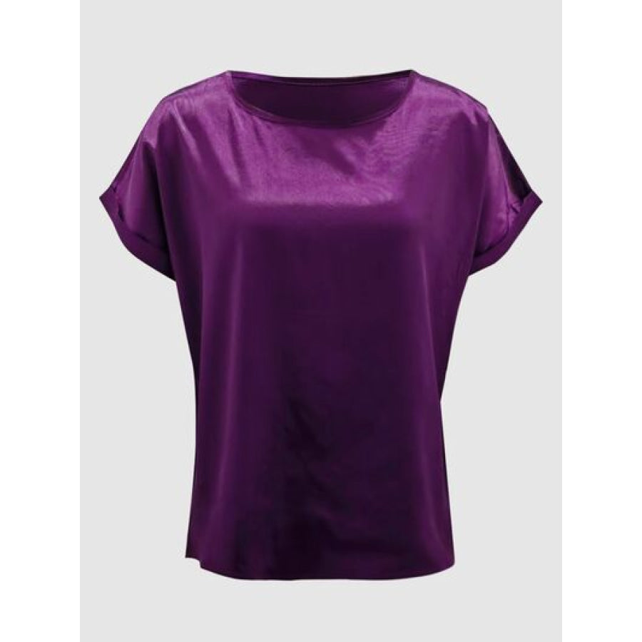 Round Neck Short Sleeve T - Shirt Plum / S Apparel and Accessories