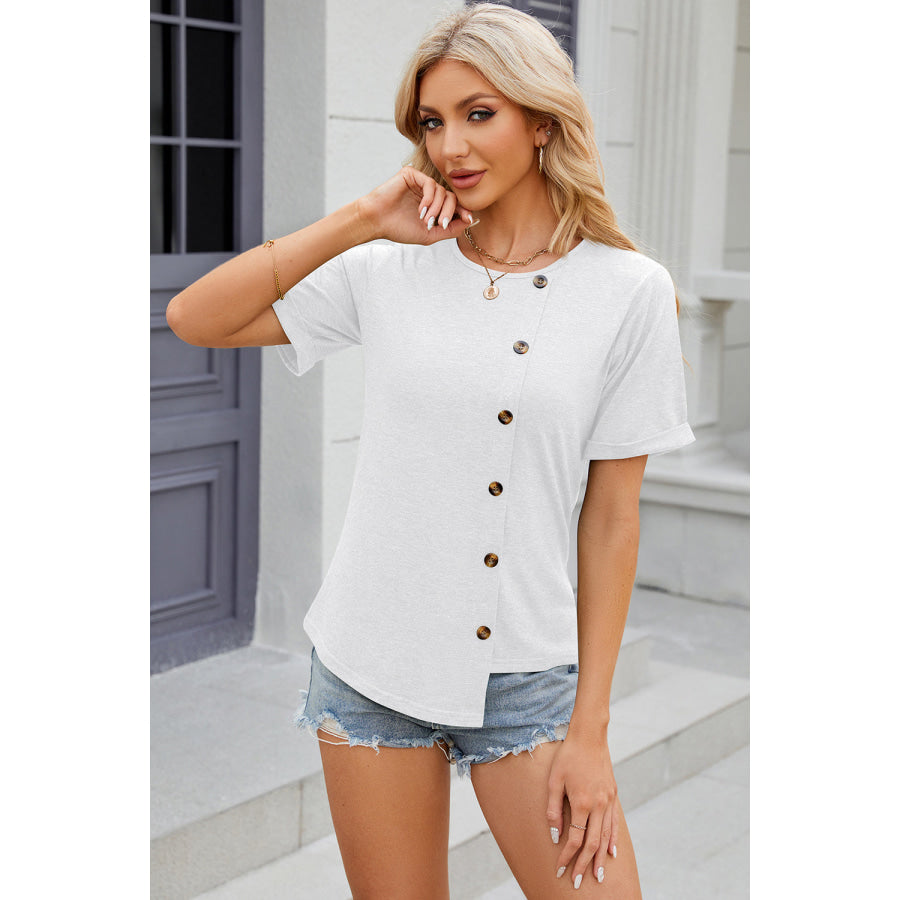 Round Neck Short Sleeve T - Shirt Apparel and Accessories