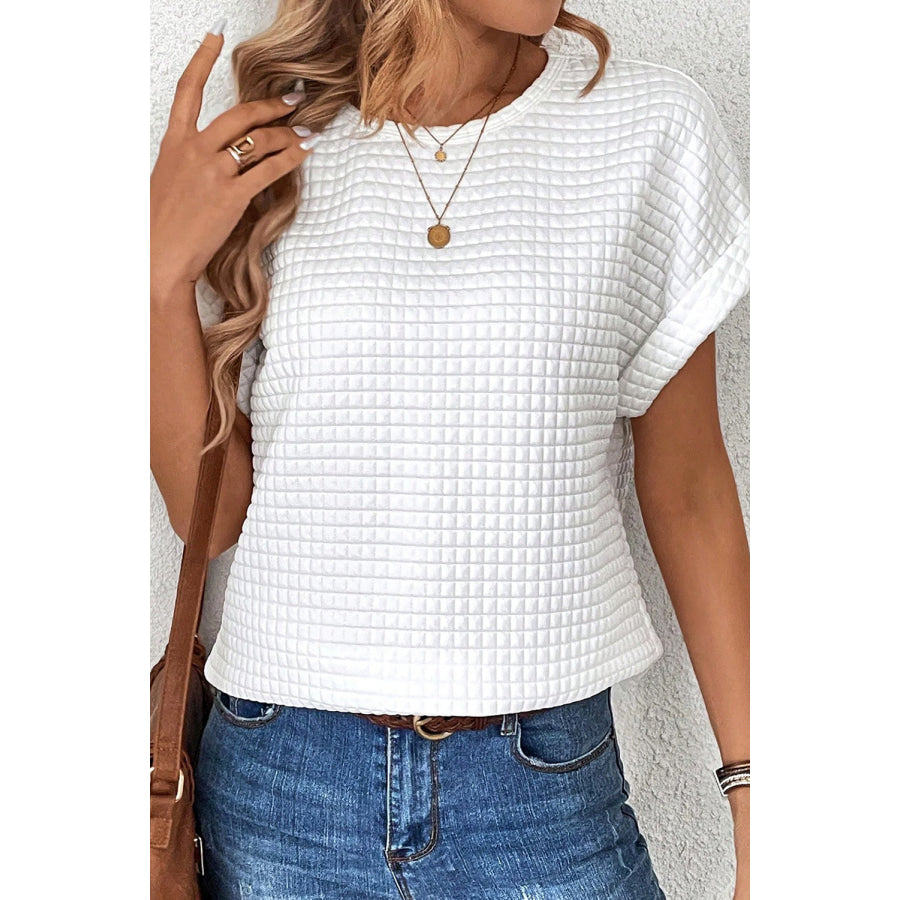 Round Neck Short Sleeve T-Shirt White / S Apparel and Accessories