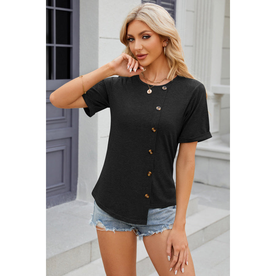 Round Neck Short Sleeve T - Shirt Apparel and Accessories
