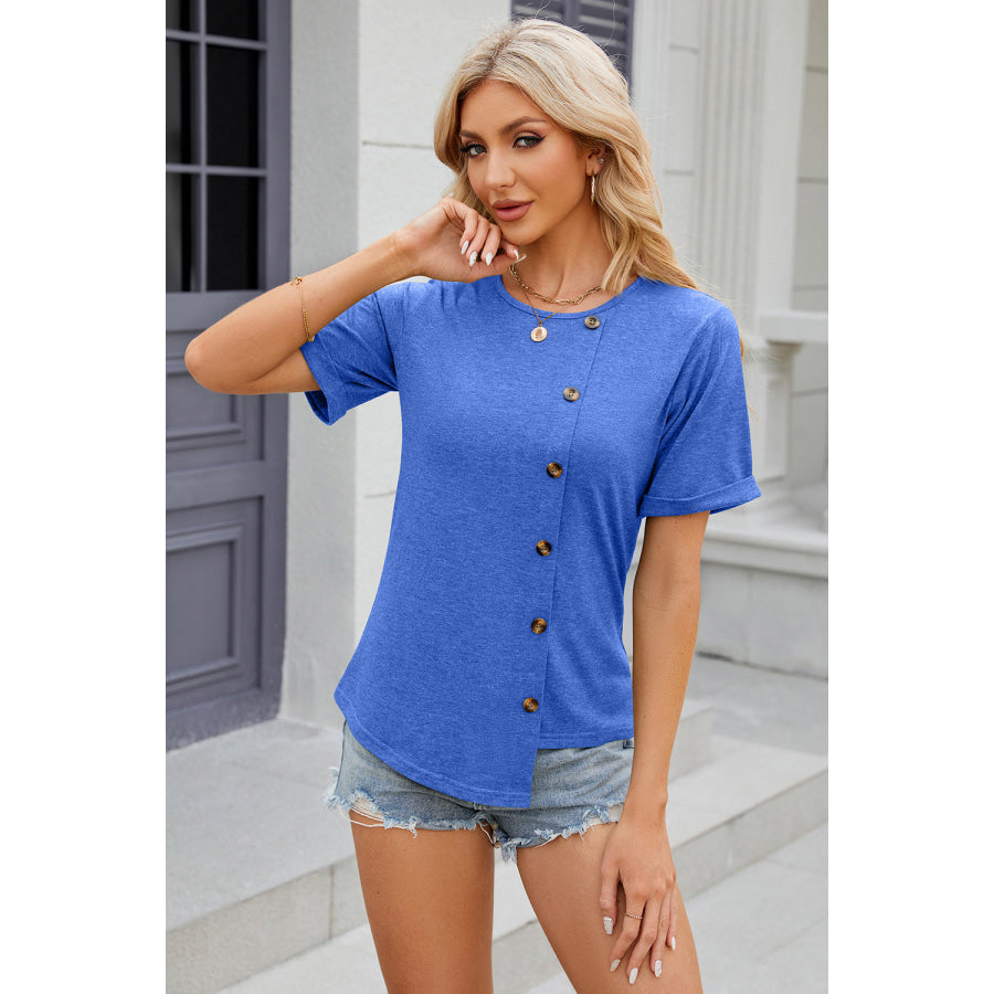 Round Neck Short Sleeve T - Shirt Apparel and Accessories
