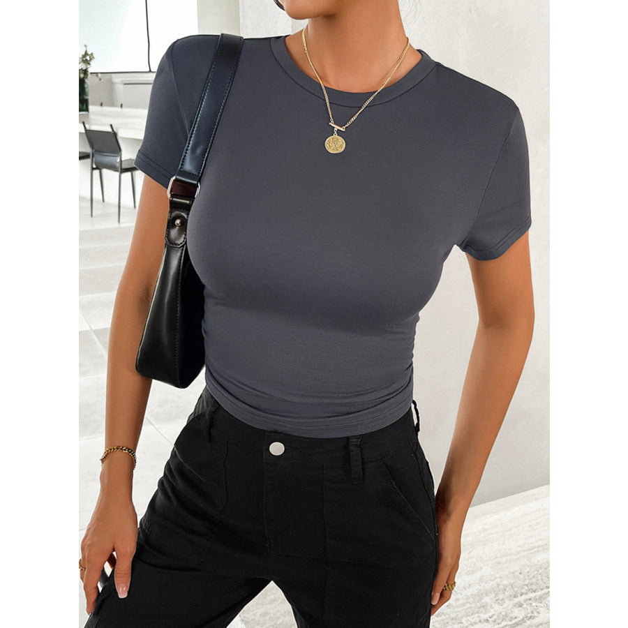 Round Neck Short Sleeve T-Shirt Apparel and Accessories