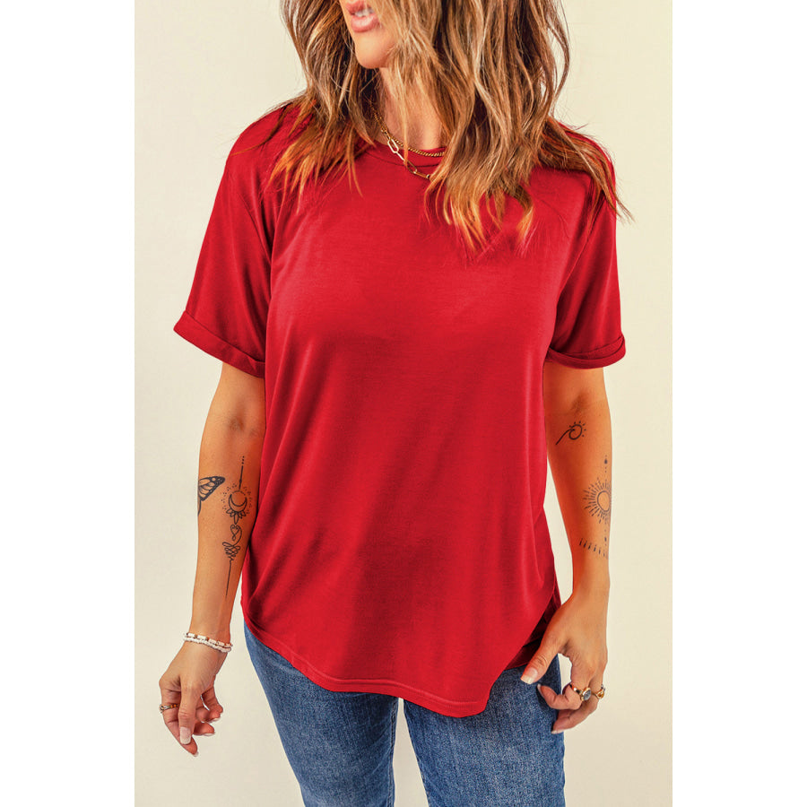 Round Neck Short Sleeve T - Shirt Apparel and Accessories