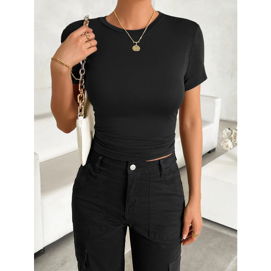 Round Neck Short Sleeve T-Shirt Apparel and Accessories