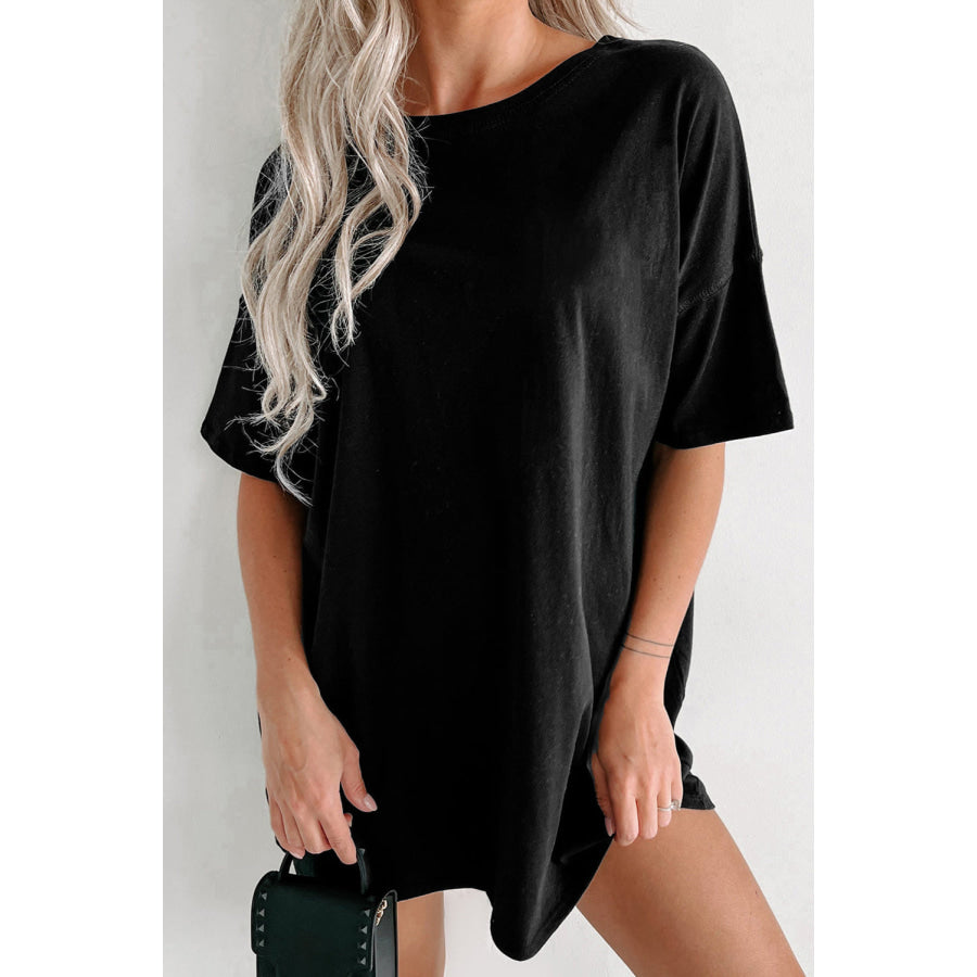Round Neck Short Sleeve T-Shirt Black / S Apparel and Accessories