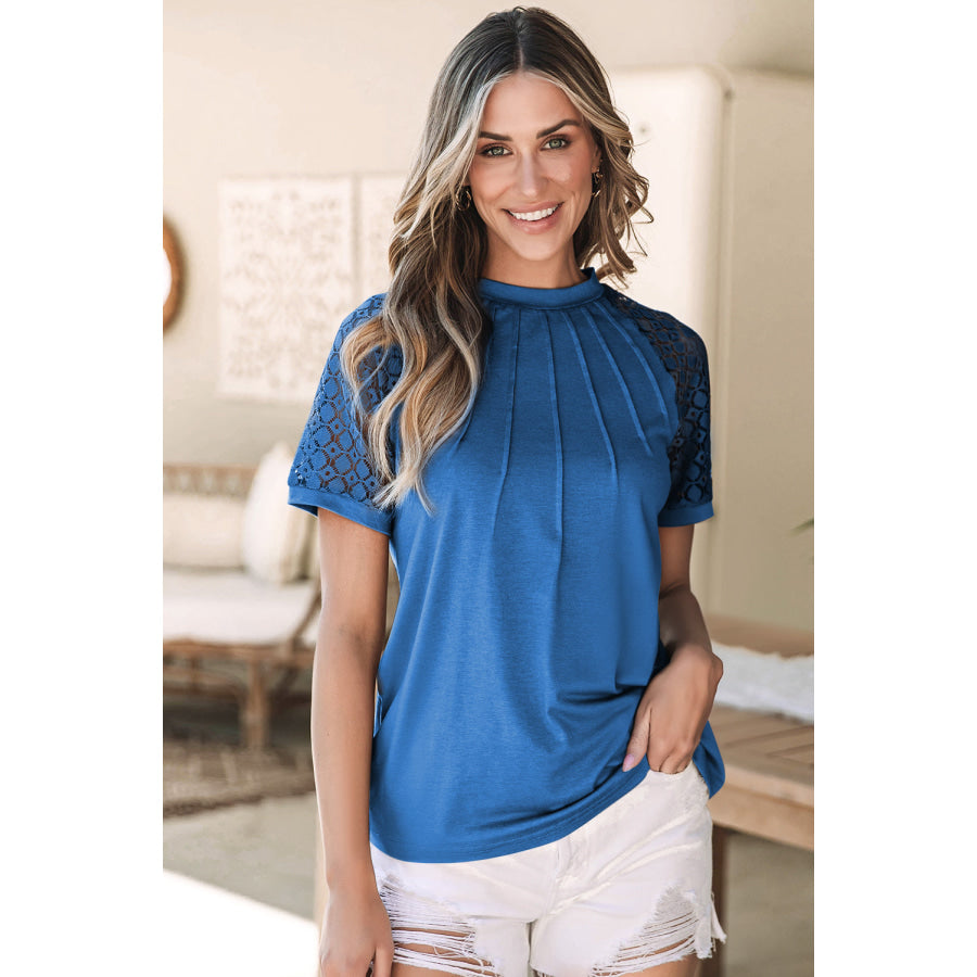 Round Neck Short Sleeve T-Shirt Royal Blue / L Apparel and Accessories